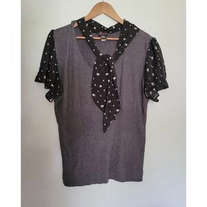 Torrid 3 knit blouse scoop neck business casual grey with skulls, 3x plus - M